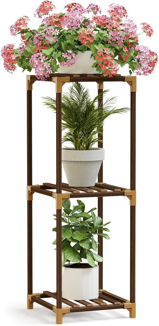 Wood Plant Stand Indoor, Outdoor for Multiple Plants, Tiered Plant Shelf Table Plant Pot Stand for Living Room, Patio, Balcony