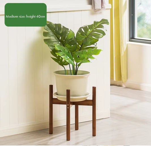 Plant Stand - Adjustable Indoor Plant Stand, Plant Holder, 33/40/50Cm Height, Corner Plant Stand for Plant Pots, Bamboo Wood