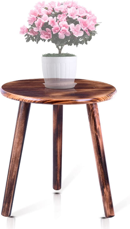 Plant Stand Indoor Plants Table Wood Stool -Wooden Tall Planter Stand 12 Inch Small round Table Plant Stand,Mid Century Plant Stand Tall Plant Holder for Flower Pots (12 Inch Wood)