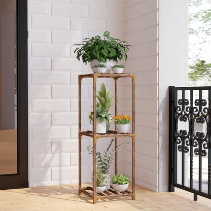 Wood Plant Stand Indoor, Outdoor for Multiple Plants, Tiered Plant Shelf Table Plant Pot Stand for Living Room, Patio, Balcony