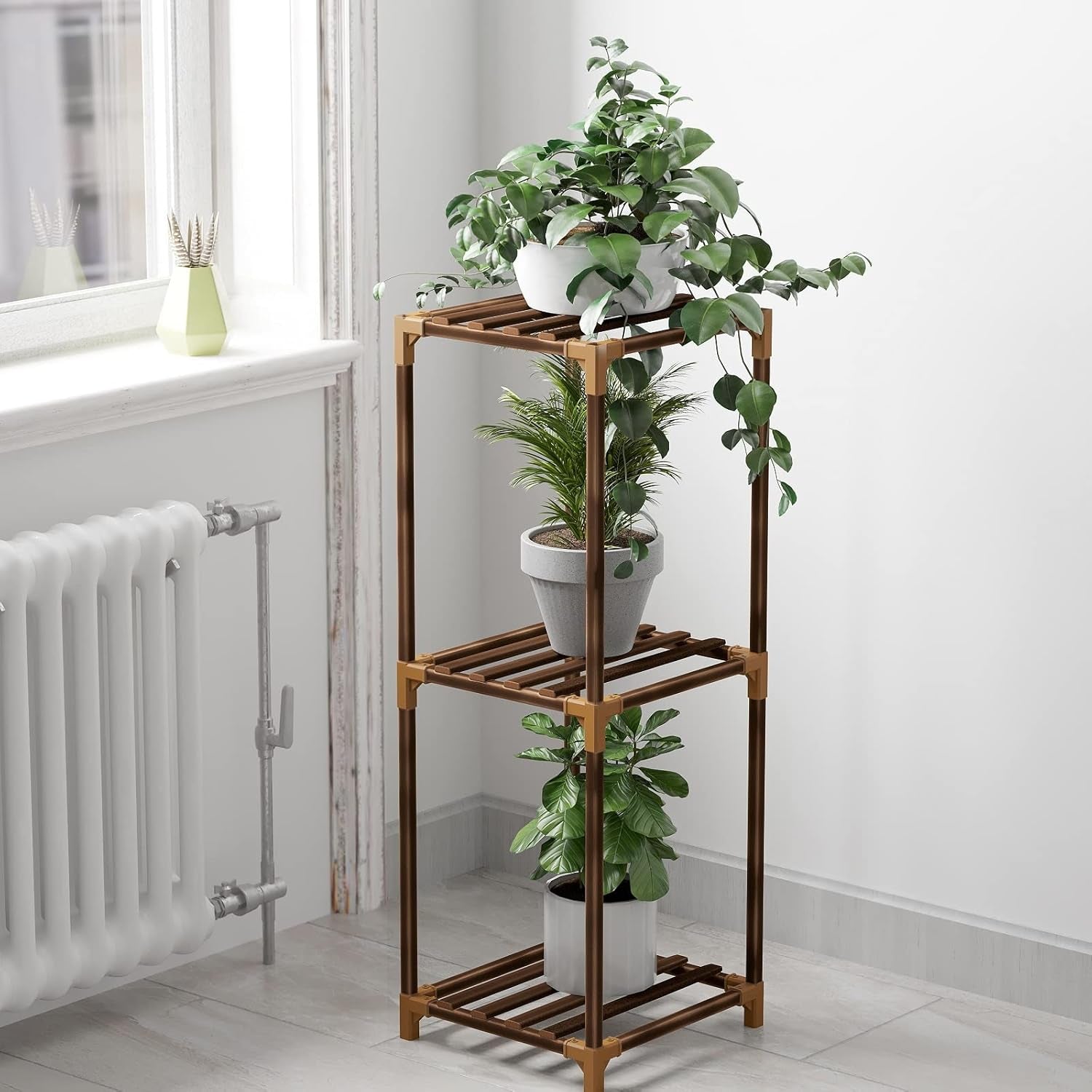 Wood Plant Stand Indoor, Outdoor for Multiple Plants, Tiered Plant Shelf Table Plant Pot Stand for Living Room, Patio, Balcony